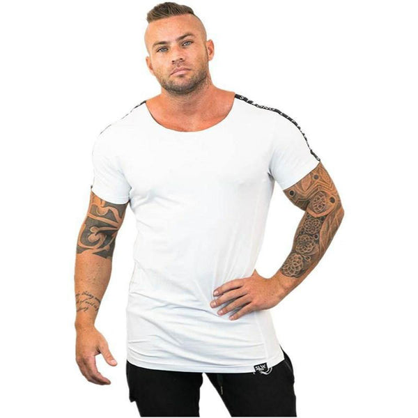 Casual Cotton T Shirt Men Gyms Fitness Slim T-shirt Summer Short Sleeve O-Neck White Tee Tops Male Jogger Workout Brand Clothing