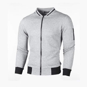 Planet Gates Casual Men's Cardigan Sweatshirt Stand Collar Slim Fit Sweatshirt Men's Long Sleeve Zip Knit Cardigan Sweatshirt