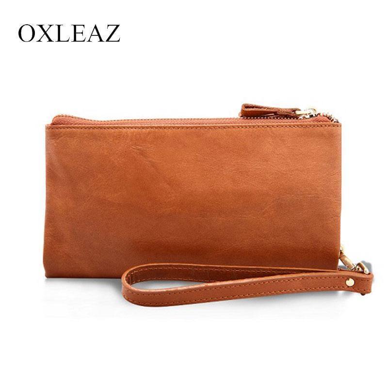 Planet Gates Casual Men's Purses Double Zipper Clutch Bag Genuine Leather Men Wallets Leather Man Wallet Long Male Wristlet Purse Card