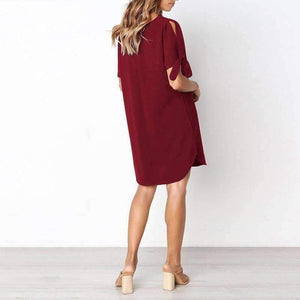 Planet Gates Casual Style Lace-Up Curved Hem Summer Dress 2018 Women O Neck Short Sleeve Mini Loose T Shirt Dress Beach Vestidos