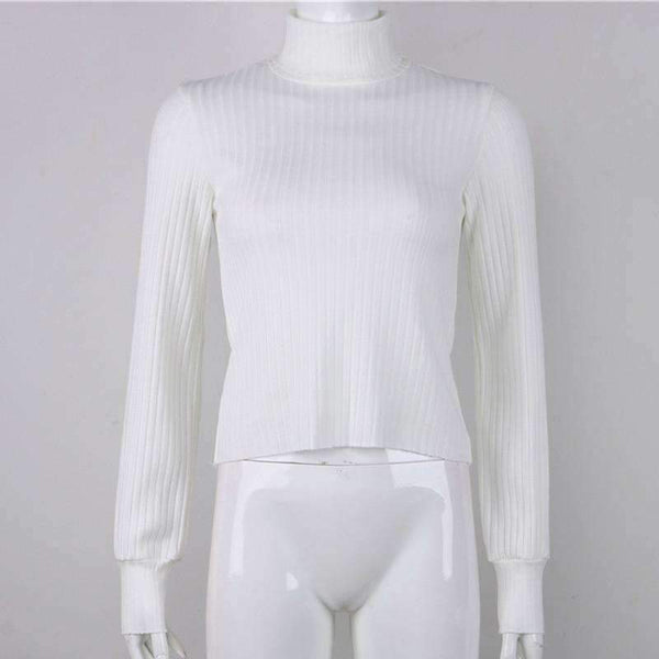 Planet Gates Casual Sweaters Cotton Winter Long Sleeve Crop Top 2018 Autumn Knitted Pullover Ladies High Neck Sweaters Female Mujer