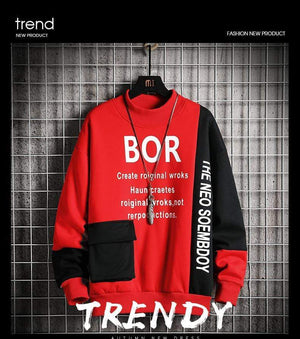 Planet Gates Casual Sweatshirt Men  New Streetwear Hoodies Letter Printing Mens Patchwork Sweatshirts Male O-Neck Top Pullover Tracksuit