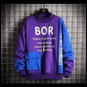 Planet Gates Casual Sweatshirt Men  New Streetwear Hoodies Letter Printing Mens Patchwork Sweatshirts Male O-Neck Top Pullover Tracksuit