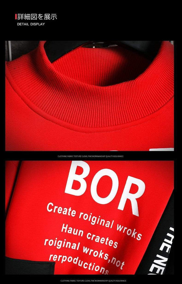 Planet Gates Casual Sweatshirt Men  New Streetwear Hoodies Letter Printing Mens Patchwork Sweatshirts Male O-Neck Top Pullover Tracksuit