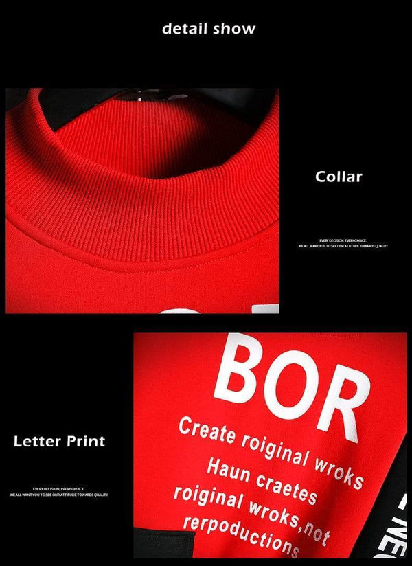 Planet Gates Casual Sweatshirt Men  New Streetwear Hoodies Letter Printing Mens Patchwork Sweatshirts Male O-Neck Top Pullover Tracksuit