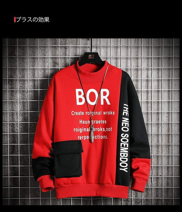 Planet Gates Casual Sweatshirt Men  New Streetwear Hoodies Letter Printing Mens Patchwork Sweatshirts Male O-Neck Top Pullover Tracksuit