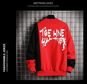 Planet Gates Casual Sweatshirt Men  New Streetwear Hoodies Letter Printing Mens Patchwork Sweatshirts Male O-Neck Top Pullover Tracksuit