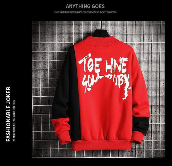 Planet Gates Casual Sweatshirt Men  New Streetwear Hoodies Letter Printing Mens Patchwork Sweatshirts Male O-Neck Top Pullover Tracksuit