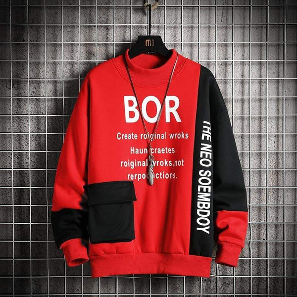 Planet Gates Casual Sweatshirt Men  New Streetwear Hoodies Letter Printing Mens Patchwork Sweatshirts Male O-Neck Top Pullover Tracksuit