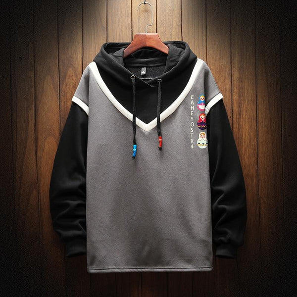 Planet Gates Casual Sweatshirts Hoodie Harajuku Vintage Painted Style Splicing Hip Hop Creativity Streetwear Male 2021 Cotton Men Hoodies