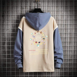 Planet Gates Casual Sweatshirts Hoodie Harajuku Vintage Painted Style Splicing Hip Hop Creativity Streetwear Male 2021 Cotton Men Hoodies