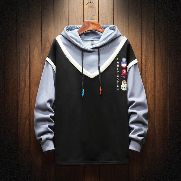 Planet Gates Casual Sweatshirts Hoodie Harajuku Vintage Painted Style Splicing Hip Hop Creativity Streetwear Male 2021 Cotton Men Hoodies