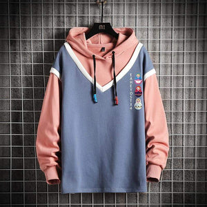 Planet Gates Casual Sweatshirts Hoodie Harajuku Vintage Painted Style Splicing Hip Hop Creativity Streetwear Male 2021 Cotton Men Hoodies