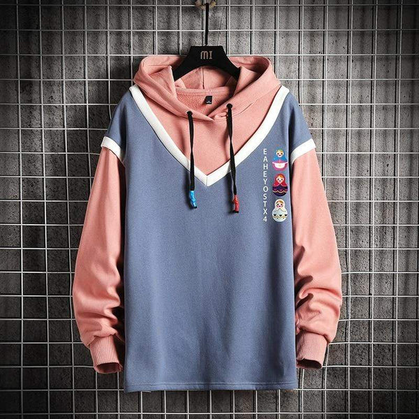 Planet Gates Casual Sweatshirts Hoodie Harajuku Vintage Painted Style Splicing Hip Hop Creativity Streetwear Male 2021 Cotton Men Hoodies