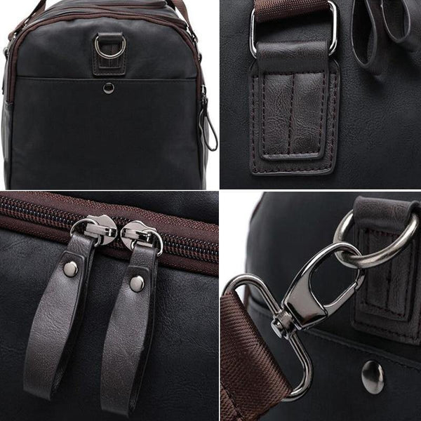 Planet Gates Casual Travel Duffel Bag PU Leather Men Handbags Big Large Capacity Travel Bags Black Mens Messenger Bag Tote JXY815