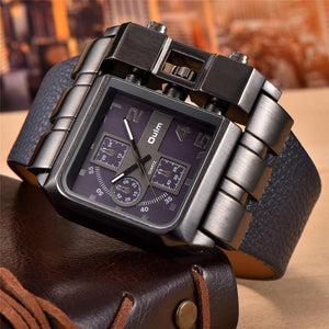 Planet Gates Casual Wristwatch Square Dial Wide Strap Men's Quartz Watch Luxury Brand Male Clock Super Big Men Watches montre homme