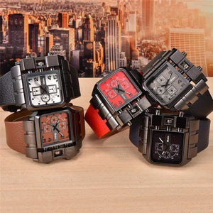Planet Gates Casual Wristwatch Square Dial Wide Strap Men's Quartz Watch Luxury Brand Male Clock Super Big Men Watches montre homme