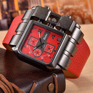 Planet Gates Casual Wristwatch Square Dial Wide Strap Men's Quartz Watch Luxury Brand Male Clock Super Big Men Watches montre homme