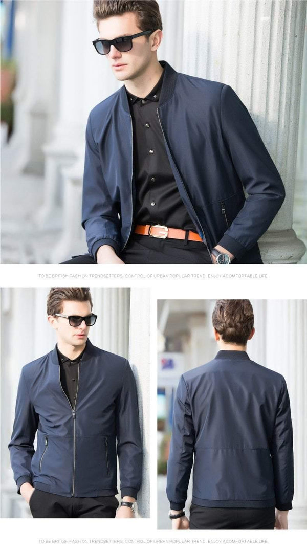 Planet Gates Casual Zipper Fly Mens Jackets And Coats Fashion Brand Pure Color Long Sleeve Loose Bomber Jacket Men Overcoat