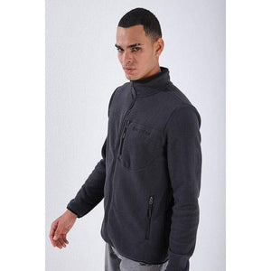 Planet Gates Casual Zipper Sweatshirts Male Tracksuit Fashion Jacket Mens Clothing Outerwear Sweatshirt Men's Pocket Zipper Sweatshirt Slim Fit Stand Collar Fleece No Hoodie Sport Clothing 87890