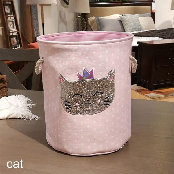 Planet Gates cat 35*40cm Sundries Storage Barrels High Capacity Pink Swan Cat Foldable Toy Storage Box Home Organizer Dirty Laundry Basket Canvas