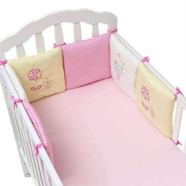 Planet Gates Cat flower Comfortable Baby Bed Bumper Cartoon Bumpers For Baby Bed Crib Cotton Infant Bumper 6pcs/Set Bedding set