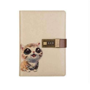 Planet Gates Cat Individual Logo Custom B6 Notebook Writing Pads Lock Password PU Leather Notepad Travelers Office School Diary Binder Gift