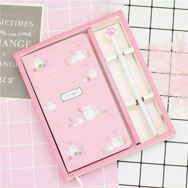 Planet Gates Cat Life Cherry Diary Notebook Book Notebooks Notepad Thickening Small Refreshing Notepad Writing Pads with Box School