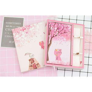 Planet Gates Cat Life Cherry Diary Notebook Book Notebooks Notepad Thickening Small Refreshing Notepad Writing Pads with Box School