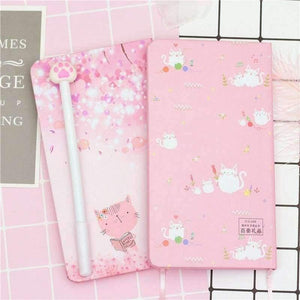 Planet Gates Cat Life Cherry Diary Notebook Book Notebooks Notepad Thickening Small Refreshing Notepad Writing Pads with Box School
