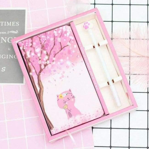 Planet Gates Cat Life Cherry Diary Notebook Book Notebooks Notepad Thickening Small Refreshing Notepad Writing Pads with Box School