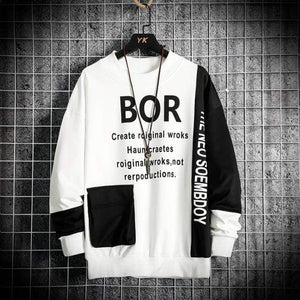 Planet Gates CBD183 White / L Casual Sweatshirt Men  New Streetwear Hoodies Letter Printing Mens Patchwork Sweatshirts Male O-Neck Top Pullover Tracksuit