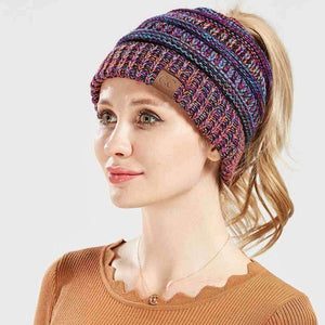 Planet Gates CC Hat Ponytail Beanie Women Winter Messy Bun Woolen Skullies Beanies Knitted Warm Cap Mix Color Warm Knit Caps CC Ponytail Hats
