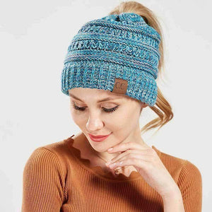 Planet Gates CC Hat Ponytail Beanie Women Winter Messy Bun Woolen Skullies Beanies Knitted Warm Cap Mix Color Warm Knit Caps CC Ponytail Hats