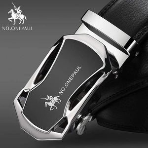Brand Fashion Automatic Buckle Black Genuine Leather Belt Men's Belts Cow Leather Belts For Men 3.5cm Width WQE789