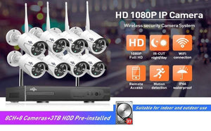 Planet Gates CCTV System 8ch HD Wireless NVR kit 3TB HDD Outdoor IR Night Vision IP Wifi Camera Security System Surveillance Hiseeu