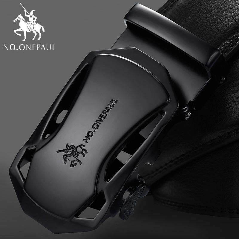 Planet Gates CD / 100cm Brand Fashion Automatic Buckle Black Genuine Leather Belt Men's Belts Cow Leather Belts for Men 3.5cm Width