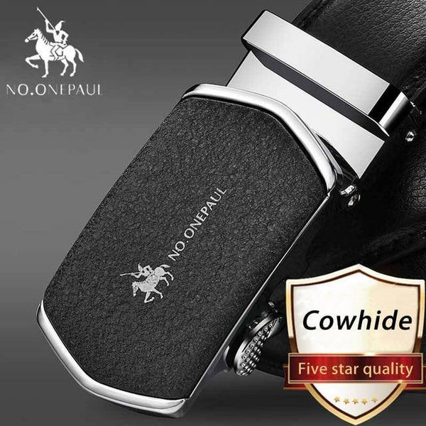 Planet Gates CD / 100cm Brand Fashion Automatic Buckle Black Genuine Leather Belt Men's Belts Cow Leather Belts for Men 3.5cm Width