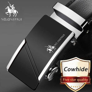 Planet Gates CD / 100cm Brand Fashion Automatic Buckle Black Genuine Leather Belt Men's Belts Cow Leather Belts for Men 3.5cm Width