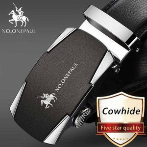 Planet Gates CD / 100cm Brand Fashion Automatic Buckle Black Genuine Leather Belt Men's Belts Cow Leather Belts for Men 3.5cm Width