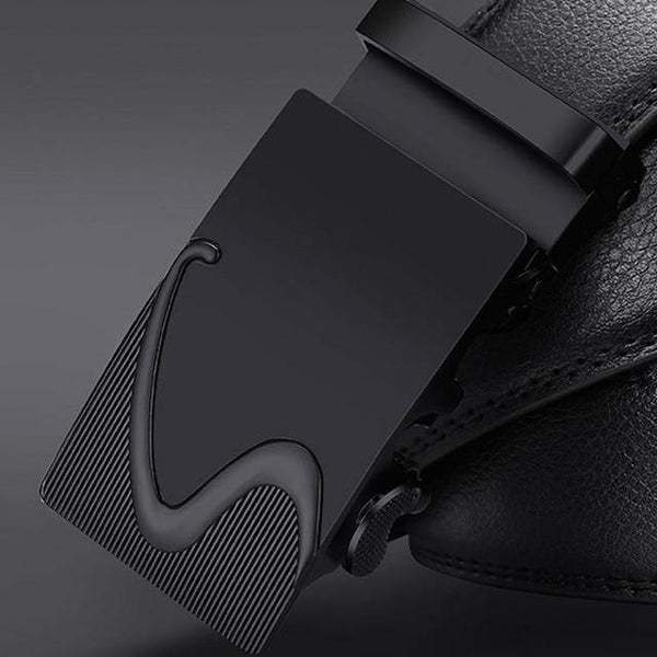 Planet Gates CD / 100cm Brand Fashion Automatic Buckle Black Genuine Leather Belt Men's Belts Cow Leather Belts for Men 3.5cm Width
