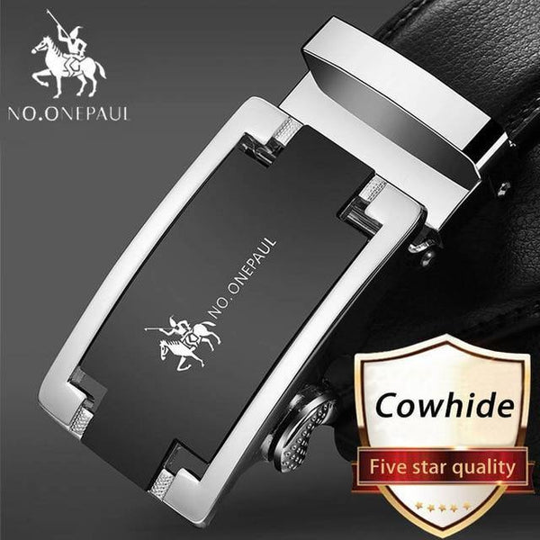 Planet Gates CD / 100cm Brand Fashion Automatic Buckle Black Genuine Leather Belt Men's Belts Cow Leather Belts for Men 3.5cm Width