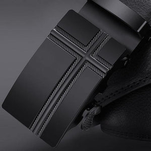 Planet Gates CD / 100cm Brand Fashion Automatic Buckle Black Genuine Leather Belt Men's Belts Cow Leather Belts for Men 3.5cm Width