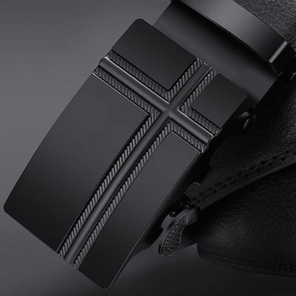 Planet Gates CD / 100cm Brand Fashion Automatic Buckle Black Genuine Leather Belt Men's Belts Cow Leather Belts for Men 3.5cm Width