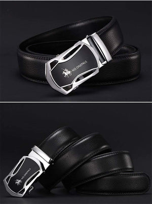 Planet Gates CD / 100cm Brand Fashion Automatic Buckle Black Genuine Leather Belt Men's Belts Cow Leather Belts for Men 3.5cm Width