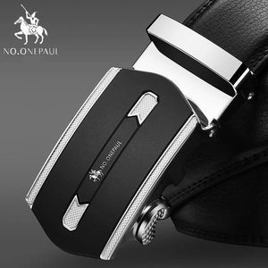 Planet Gates CD / 100cm Brand Fashion Automatic Buckle Black Genuine Leather Belt Men's Belts Cow Leather Belts for Men 3.5cm Width