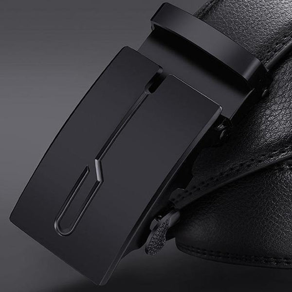 Planet Gates CD / 100cm Brand Fashion Automatic Buckle Black Genuine Leather Belt Men's Belts Cow Leather Belts for Men 3.5cm Width