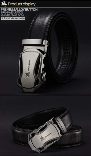 Planet Gates CD / 100cm Brand Fashion Automatic Buckle Black Genuine Leather Belt Men's Belts Cow Leather Belts for Men 3.5cm Width