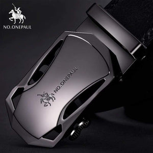 Brand Fashion Automatic Buckle Black Genuine Leather Belt Men's Belts Cow Leather Belts For Men 3.5cm Width WQE789