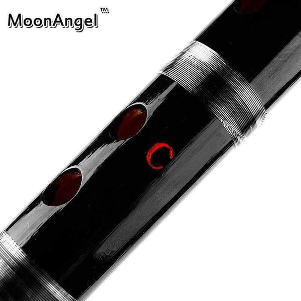 Planet Gates CDEFG Key Black Bamboo Flute with Transparent Lines 10 Holes Musical Instrument Chinese Traditional Handmade Woodwind Instrument